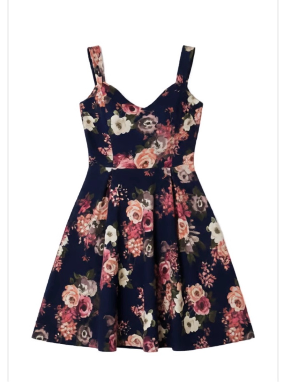 Juniors Navy Blue Floral Skater Sun Dress Size Small